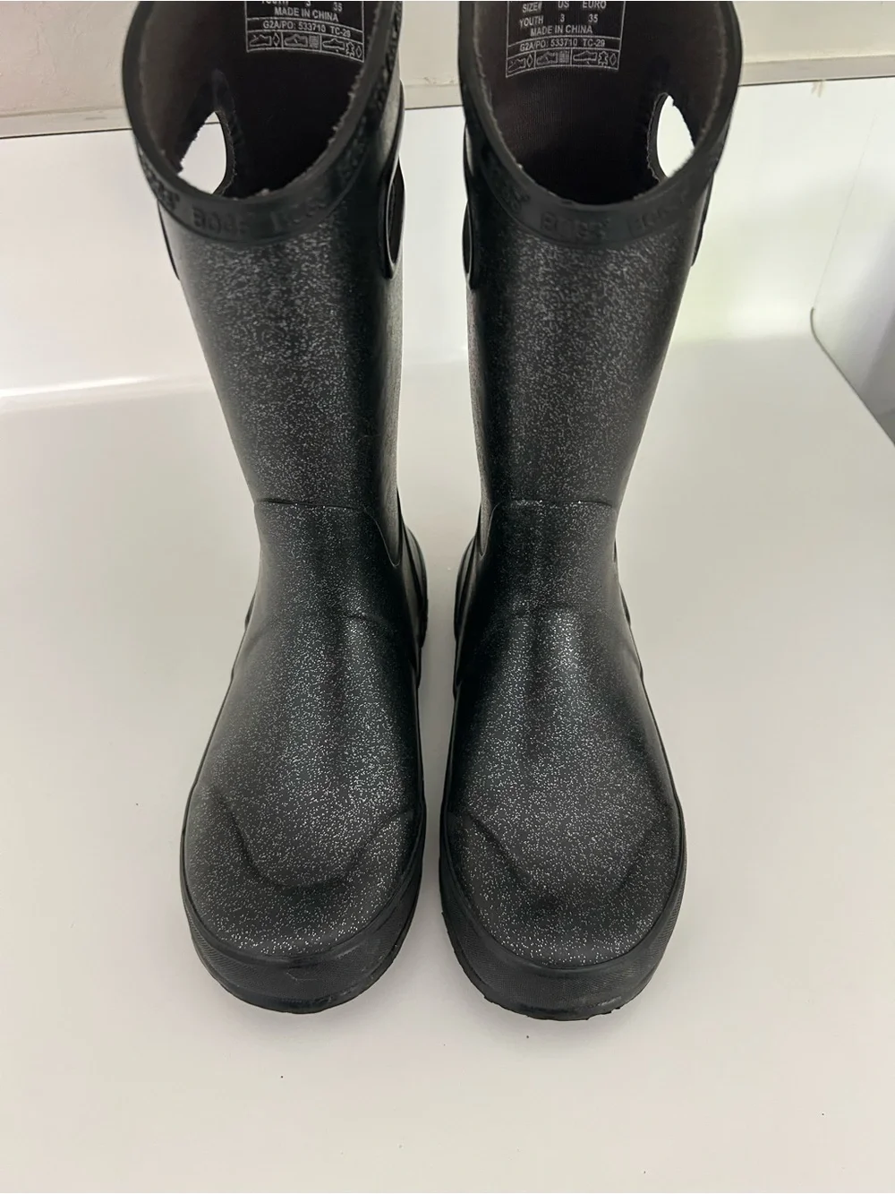 Bogs Kids Black Sparkle/Glitter Rain & Snow Boots Size 3